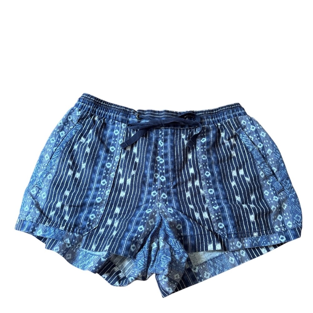 Gap Shorts Womens Blue Ikat Geometric Linen Blend Drawstring Boho SIZE S